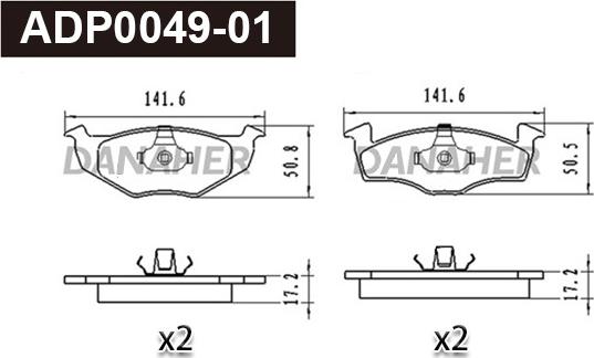 Danaher ADP0049-01 - Brake Pad Set, disc brake autospares.lv