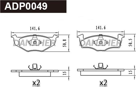 Danaher ADP0049 - Brake Pad Set, disc brake autospares.lv