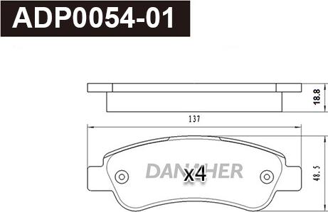 Danaher ADP0054-01 - Brake Pad Set, disc brake autospares.lv