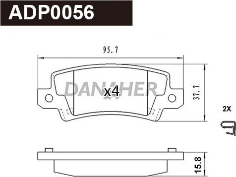 Danaher ADP0056 - Brake Pad Set, disc brake autospares.lv