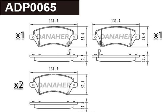 Danaher ADP0065 - Brake Pad Set, disc brake autospares.lv