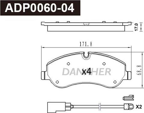 Danaher ADP0060-04 - Brake Pad Set, disc brake autospares.lv