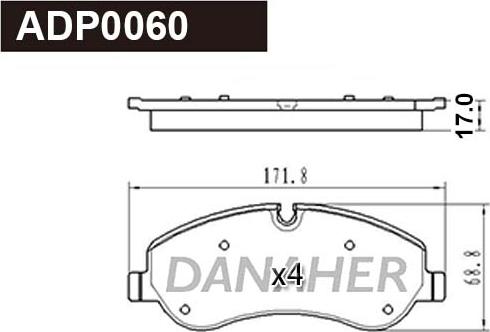 Danaher ADP0060 - Brake Pad Set, disc brake autospares.lv