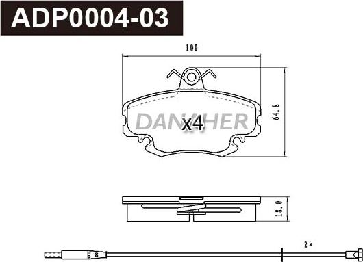 Danaher ADP0004-03 - Brake Pad Set, disc brake autospares.lv