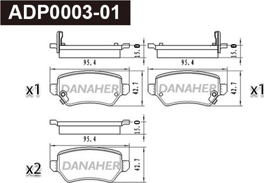 Danaher ADP0003-01 - Brake Pad Set, disc brake autospares.lv