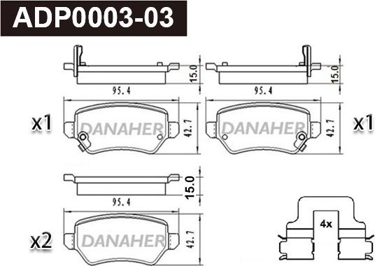 Danaher ADP0003-03 - Brake Pad Set, disc brake autospares.lv