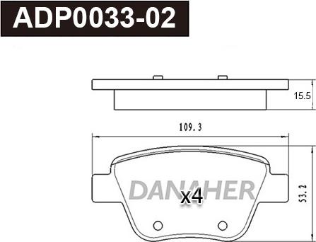 Danaher ADP0033-02 - Brake Pad Set, disc brake autospares.lv