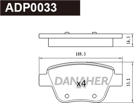 Danaher ADP0033 - Brake Pad Set, disc brake autospares.lv