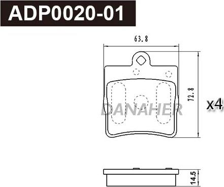 Danaher ADP0020-01 - Brake Pad Set, disc brake autospares.lv