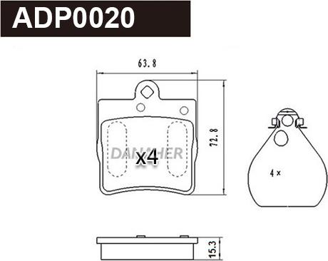 Danaher ADP0020 - Brake Pad Set, disc brake autospares.lv