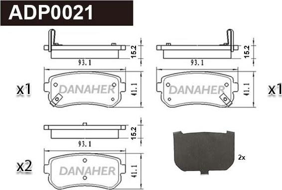 Danaher ADP0021 - Brake Pad Set, disc brake autospares.lv