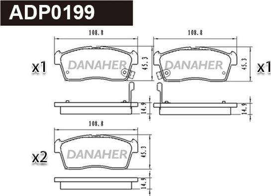 Danaher ADP0199 - Brake Pad Set, disc brake autospares.lv