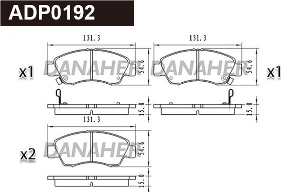 Danaher ADP0192 - Brake Pad Set, disc brake autospares.lv