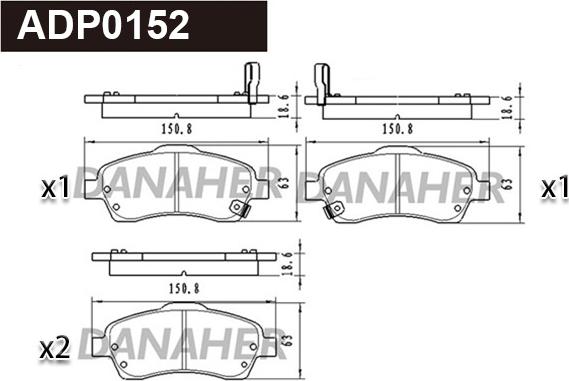 Danaher ADP0152 - Brake Pad Set, disc brake autospares.lv