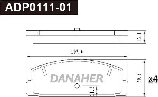 Danaher ADP0111-01 - Brake Pad Set, disc brake autospares.lv