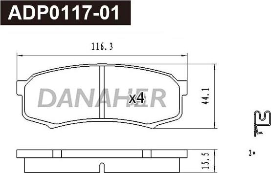 Danaher ADP0117-01 - Brake Pad Set, disc brake autospares.lv