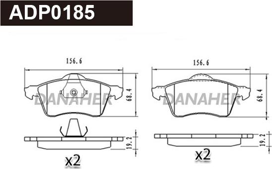 Danaher ADP0185 - Brake Pad Set, disc brake autospares.lv