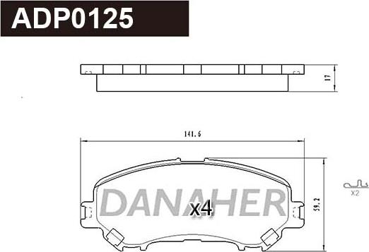 Danaher ADP0125 - Brake Pad Set, disc brake autospares.lv