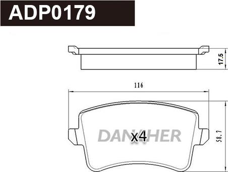 Danaher ADP0179 - Brake Pad Set, disc brake autospares.lv