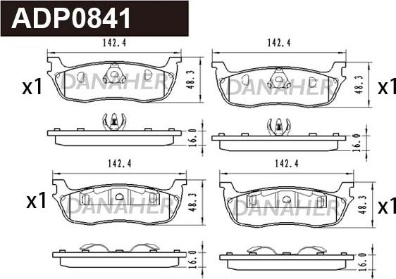 Danaher ADP0841 - Brake Pad Set, disc brake autospares.lv