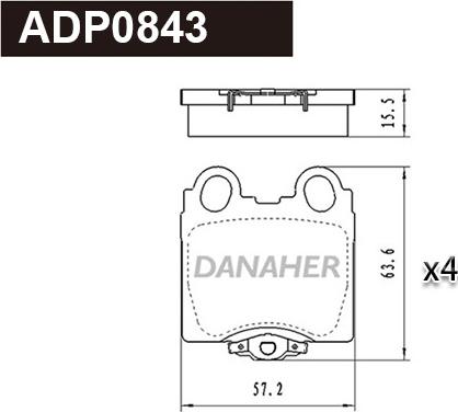 Danaher ADP0843 - Brake Pad Set, disc brake autospares.lv