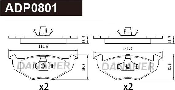 Danaher ADP0801 - Brake Pad Set, disc brake autospares.lv