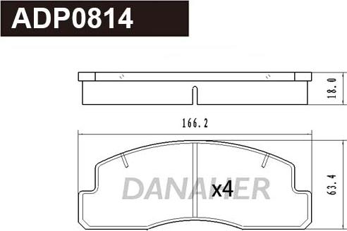 Danaher ADP0814 - Brake Pad Set, disc brake autospares.lv