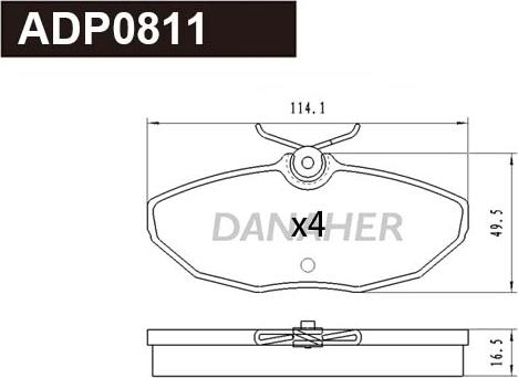 Danaher ADP0811 - Brake Pad Set, disc brake autospares.lv