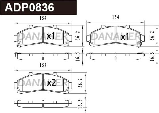 Danaher ADP0836 - Brake Pad Set, disc brake autospares.lv