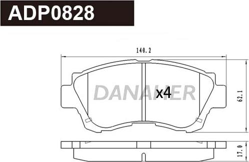 Danaher ADP0828 - Brake Pad Set, disc brake autospares.lv