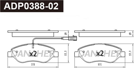 Danaher ADP0388-02 - Brake Pad Set, disc brake autospares.lv