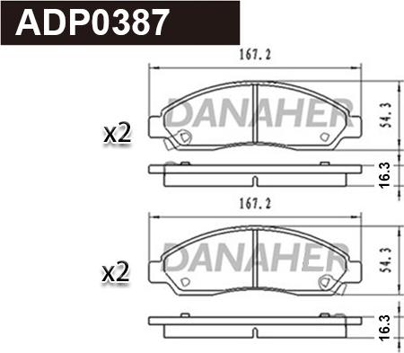 Danaher ADP0387 - Brake Pad Set, disc brake autospares.lv