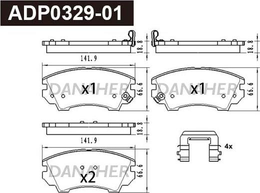 Danaher ADP0329-01 - Brake Pad Set, disc brake autospares.lv