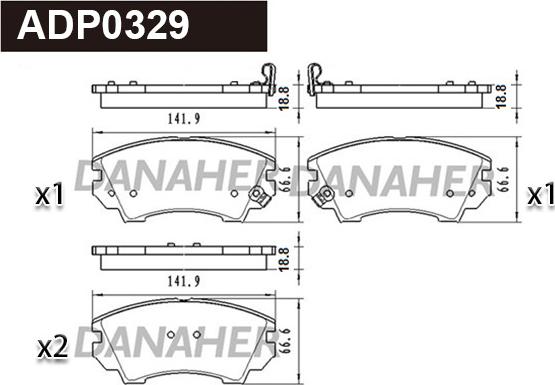 Danaher ADP0329 - Brake Pad Set, disc brake autospares.lv