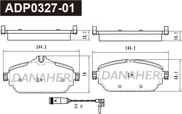 Danaher ADP0327-01 - Brake Pad Set, disc brake autospares.lv