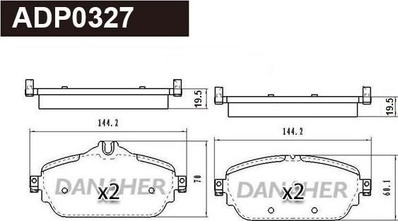 Danaher ADP0327 - Brake Pad Set, disc brake autospares.lv