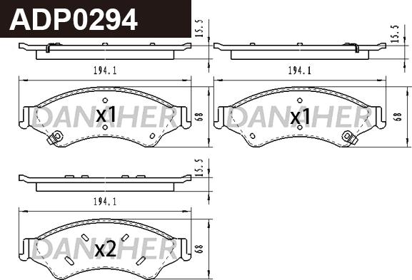 Danaher ADP0294 - Brake Pad Set, disc brake autospares.lv