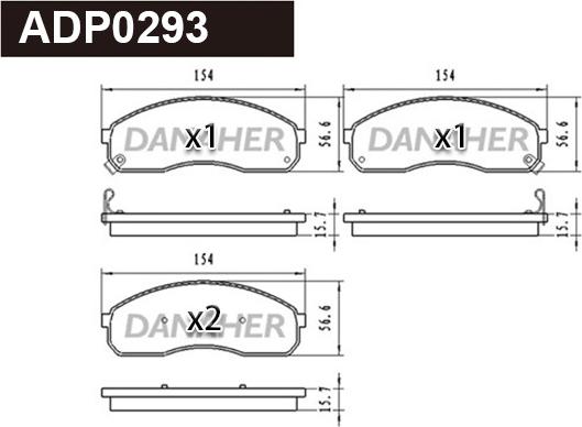 Danaher ADP0293 - Brake Pad Set, disc brake autospares.lv