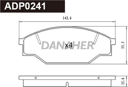 Danaher ADP0241 - Brake Pad Set, disc brake autospares.lv