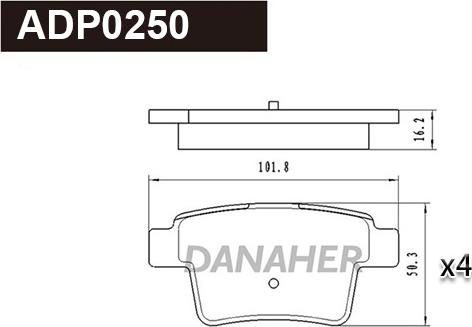 Danaher ADP0250 - Brake Pad Set, disc brake autospares.lv