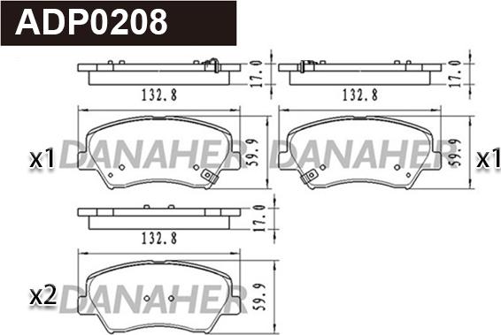 Danaher ADP0208 - Brake Pad Set, disc brake autospares.lv