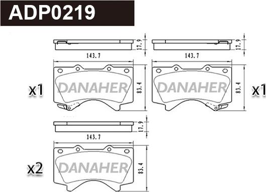 Danaher ADP0219 - Brake Pad Set, disc brake autospares.lv