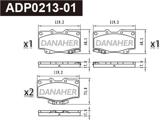 Danaher ADP0213-01 - Brake Pad Set, disc brake autospares.lv