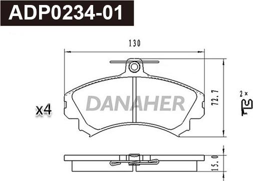 Danaher ADP0234-01 - Brake Pad Set, disc brake autospares.lv