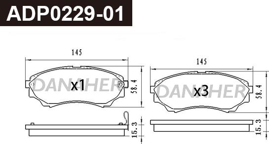 Danaher ADP0229-01 - Brake Pad Set, disc brake autospares.lv