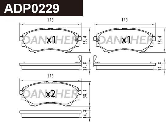Danaher ADP0229 - Brake Pad Set, disc brake autospares.lv
