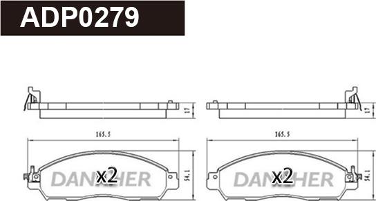 Danaher ADP0279 - Brake Pad Set, disc brake autospares.lv