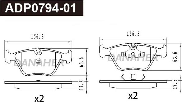 Danaher ADP0794-01 - Brake Pad Set, disc brake autospares.lv