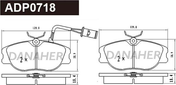 Danaher ADP0718 - Brake Pad Set, disc brake autospares.lv