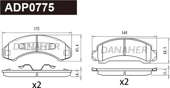 Danaher ADP0775 - Brake Pad Set, disc brake autospares.lv